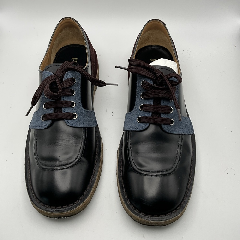 Prada Men's Size 8 Leather Suede Colorblock Lace Up Oxford Shoes Italy - Picture 2 of 7